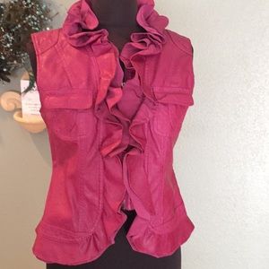 Montanaco Fuchsia Faux Leather Vest